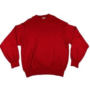 Allora Italy Red Knit Sweater Mens XL Red Vintage Cotton Rayon Blend Pullover